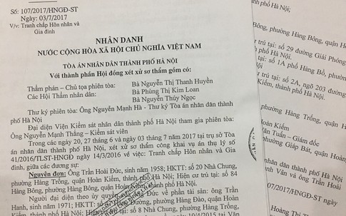 Vụ án ly hôn, chia tài sản chung ở Hà Nội: Mong một phán xét công tâm từ phiên tòa phúc thẩm