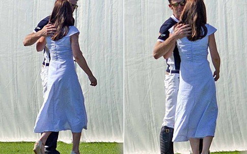 Công nương Kate ôm hôn bạn của chồng trên sân cỏ
