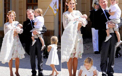 Công chúa Thụy Điển trừng mắt khi con gái lăn lộn trong lễ rửa tội