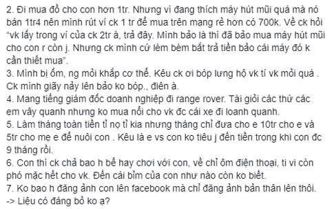 Cô vợ 'khoe' chồng làm tiền tỉ, đi ôtô sang, mang giày 16 triệu nhưng có 7 tính xấu, chị em rầm rầm xui bỏ