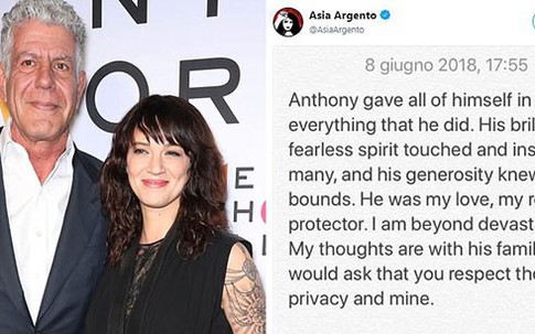 Bạn gái sốc nặng sau cái chết của đầu bếp Anthony Bourdain