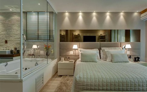 18 kiểu phòng tắm tích hợp phòng ngủ đẹp không khác gì khách sạn