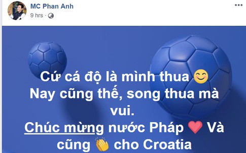 '50 sắc thái' cảm xúc của sao Việt khi tuyển Pháp giành chức vô địch World Cup 2018