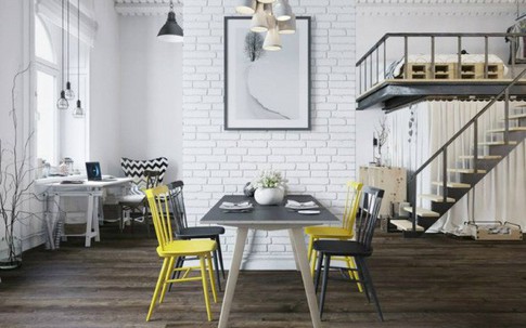 Căn hộ 25m² chuẩn phong cách Scandinavia sử dụng màu vàng táo bạo