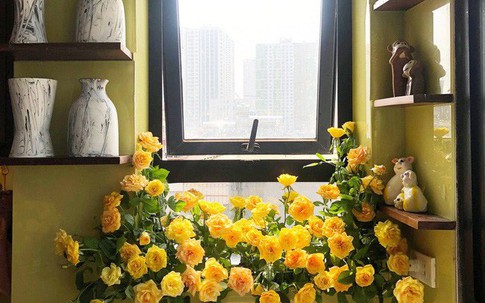 Căn bếp nhỏ chứa "vạn đồ" hữu ích lại còn rợp hoa của bà mẹ Hà Nội