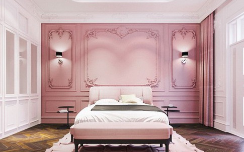 Mẫu phòng ngủ màu hồng được nhiều người ưa thích