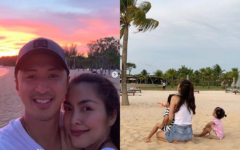 Chồng Hà Tăng lần đầu tiên khoe ảnh gia đình nghỉ lễ hạnh phúc