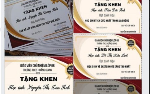 28 giấy khen với "danh hiệu" chưa từng xuất hiện trong trường học