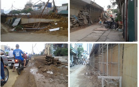 Hà Nội: Tiềm ẩn nguy cơ tai nạn do thi công ẩu tại đường Nguyễn Khoái