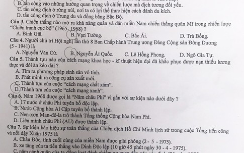 Đề Lịch sử thi vào lớp 10 công lập ở Hà Nội
