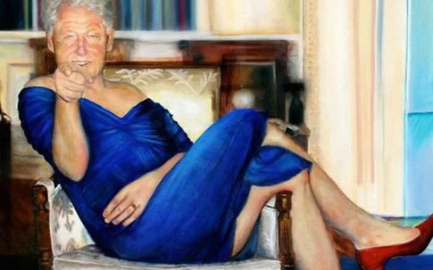 Sốc: Phát hiện bức tranh "cựu Tổng thống Bill Clinton mặc váy hở vai, đi giày cao gót" trong biệt thự tỷ phú ấu dâm Mỹ