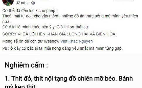 Sau khi phải nhập viện vì hở van tim, Tuấn Hưng lại khiến người hâm mộ lo lắng khi tiết lộ sức khỏe kém hơn trước