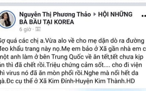 Truy tìm người tung tin sai sự thật về dịch virus gây chết người ở Hải Dương