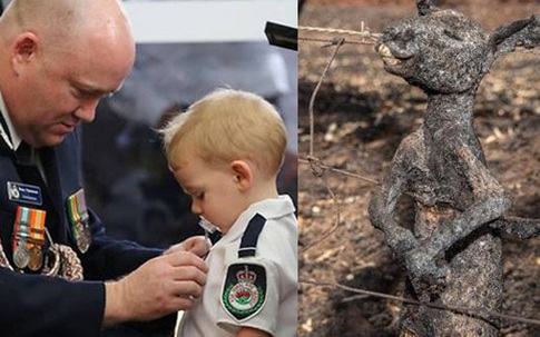 Xót xa cảnh bé trai 19 tháng tuổi nhận huân chương thay cha hy sinh trong cháy rừng