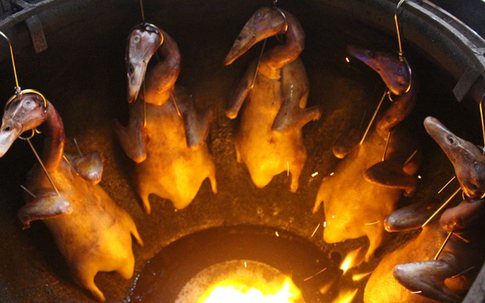 Nướng vịt trong lu đất 'khủng', ông chủ Hà Nội bán 'vèo' cả trăm con 1 ngày