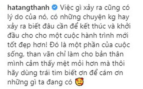 Xôn xao trước dòng chia sẻ của Tăng Thanh Hà: "Than vãn chỉ làm cho bản thân mình cảm thấy mệt mỏi hơn"