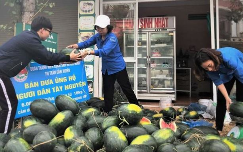 Hà Tĩnh: Đoàn thanh niên "giải cứu" dưa hấu, kiếm lời mua khẩu trang phát miễn phí