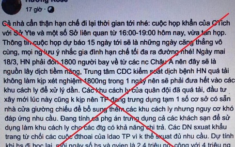 2 thanh niên bị công an triệu tập vì tung tin sai sự thật “Hà Nội sắp vỡ trận vì dịch COVID-19” trên facebook