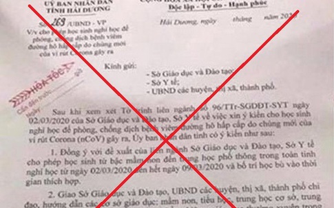 Hải Dương: Đã xác minh được người phát tán công văn giả mạo cho học sinh nghỉ học