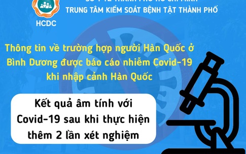 Đã có kết quả xét nghiệm cuối cùng của người Hàn Quốc làm việc tại Bình Dương dương tính với COVID-19