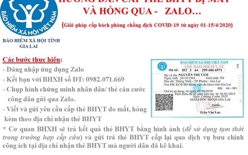 Gia Lai: Cấp thẻ BHYT qua mạng xã hội Zalo trong thời gian cách ly xã hội