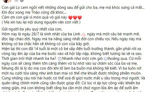 Con gái lớn nhà Quyền Linh đã viết gì trong bức tâm thư gửi cha mà cả 2 vợ chồng MC đều khóc?