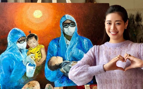 Hoa hậu Khánh Vân tự vẽ tranh và đấu giá để ủng hộ chống dịch COVID-19