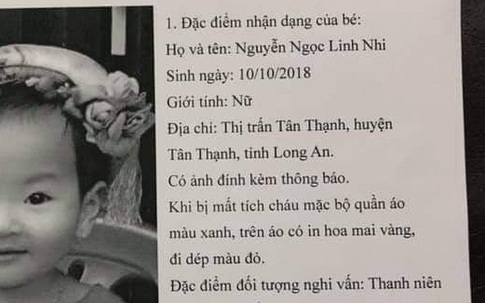 Sự thật vụ bé gái 2 tuổi ở Long An bị mất tích lan truyền trên mạng xã hội