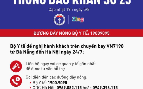 Khẩn cấp tìm người trên chuyến bay VN7198 từ Đà Nẵng về Hà Nội vì có nhiều khách mắc COVID-19