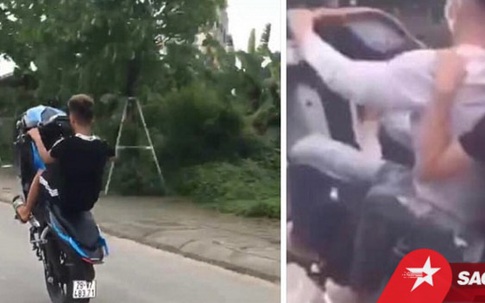 Không đội mũ bảo hiểm còn khoe chiến tích ‘bốc đầu’ xe máy lên MXH