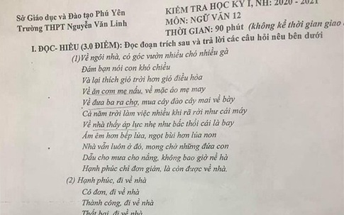 Lời bài hát "Đi về nhà" của ca sỹ Đen Vâu vào đề thi học kỳ lớp 12