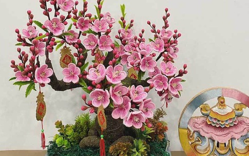 Hoa đào len sợi, giá chục triệu vẫn khó mua chơi Tết