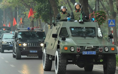 Công an Hà Nội sử dụng xe bọc thép, xe đặc chủng đảm bảo an ninh Đại hội Đảng XIII
