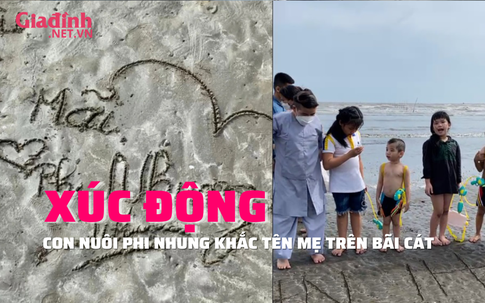 Con nuôi Phi Nhung khắc tên mẹ lên cát, cất lời hát gửi tặng mẹ 