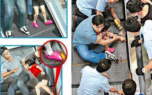 Bé trai ở Sài Gòn suýt bị nghiến nát chân khi đi thang cuốn và bài học cảnh báo các phụ huynh