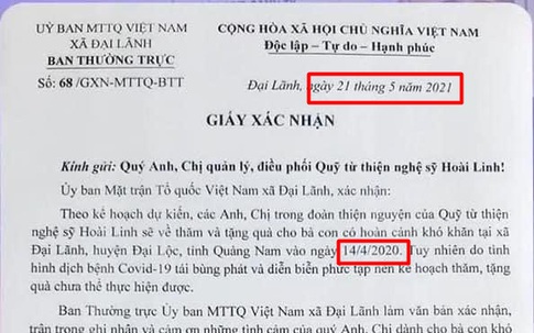 Phát hiện chi tiết sai lệch trong văn bản chứng nhận làm từ thiện miền Trung mà phía NS Hoài Linh công bố?