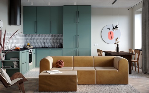 Căn hộ nhỏ đẹp quyến rũ với những gam màu Retro dành cho gia đình trẻ