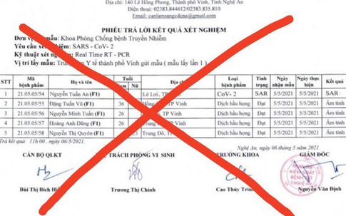 Làm việc với 2 cá nhân lan truyền phiếu xét nghiệm giả ở Nghệ An
