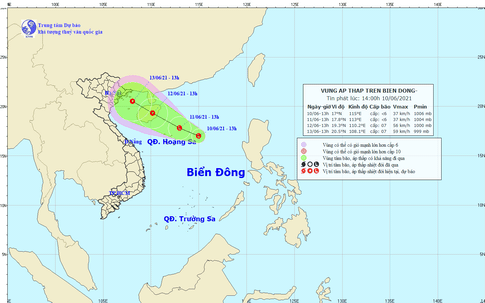 Áp thấp xuất hiện trên biển Đông, miền Bắc tiếp diễn mưa dông