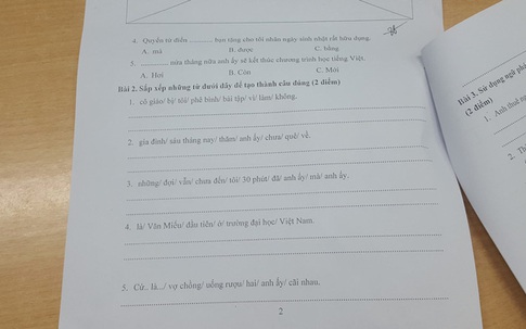 Bài thi năng lực tiếng Việt ở Nhật toàn ngữ pháp khó, đến người Việt cũng xin bó tay