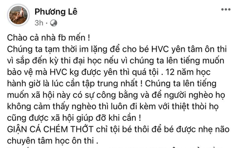 Liên tục đăng bài chỉ trích Phi Nhung và đòi quyền lợi cho Hồ Văn Cường, Hoa hậu Phương Lê bất ngờ kêu gọi mọi người ngưng bàn luận vì lý do này