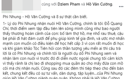 Quản lý Ngô Kiến Huy công khai bênh vực Phi Nhung: 'Làm gì có chuyện Hồ Văn Cường nhận show 50-70 triệu. Đừng đánh tráo khái niệm!'