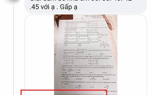 Đình chỉ thí sinh gửi đề Toán ra ngoài nhờ làm hộ
