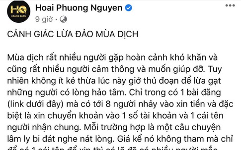 Ông xã Việt Hương lên tiếng cảnh báo chiêu trò lừa đảo mùa dịch: '8 người 1 tài khoản'