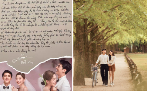Vài giờ trước lễ cưới, Bình An - Phương Nga khoe bộ ảnh lãng mạn Hàn Quốc và bức thư tay 'ngôn tình'