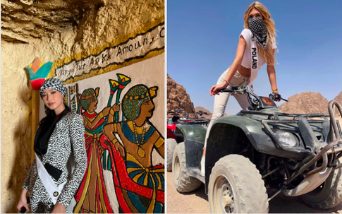 Fan sắc đẹp thích thú khi khăn rằn miền tây 'phủ kín' Ai Cập