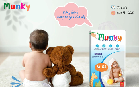 Munky Nhật Bản - chất liệu bông cao cấp mềm mịn và thấm hút vượt trội mang đến cho bé yêu nhà bạn cảm giác thoải mái nhất