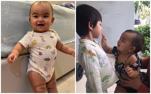 Con gái lai Ấn của Võ Hạ Trâm vuốt má cười duyên khi gặp bạn trai, với bạn gái thì khác hẳn