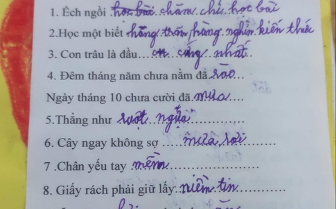 Học sinh cấp 1 làm bài tập tiếng Việt, mới câu đầu tiên mà phụ huynh đã "cười ngất tới 3 ngày"