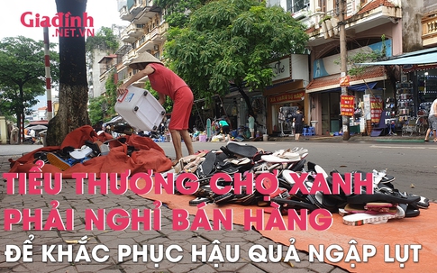 Hàng loạt tiểu thương chợ Nhà Xanh phải dừng bán hàng để khắc phục hậu quả ngập lụt